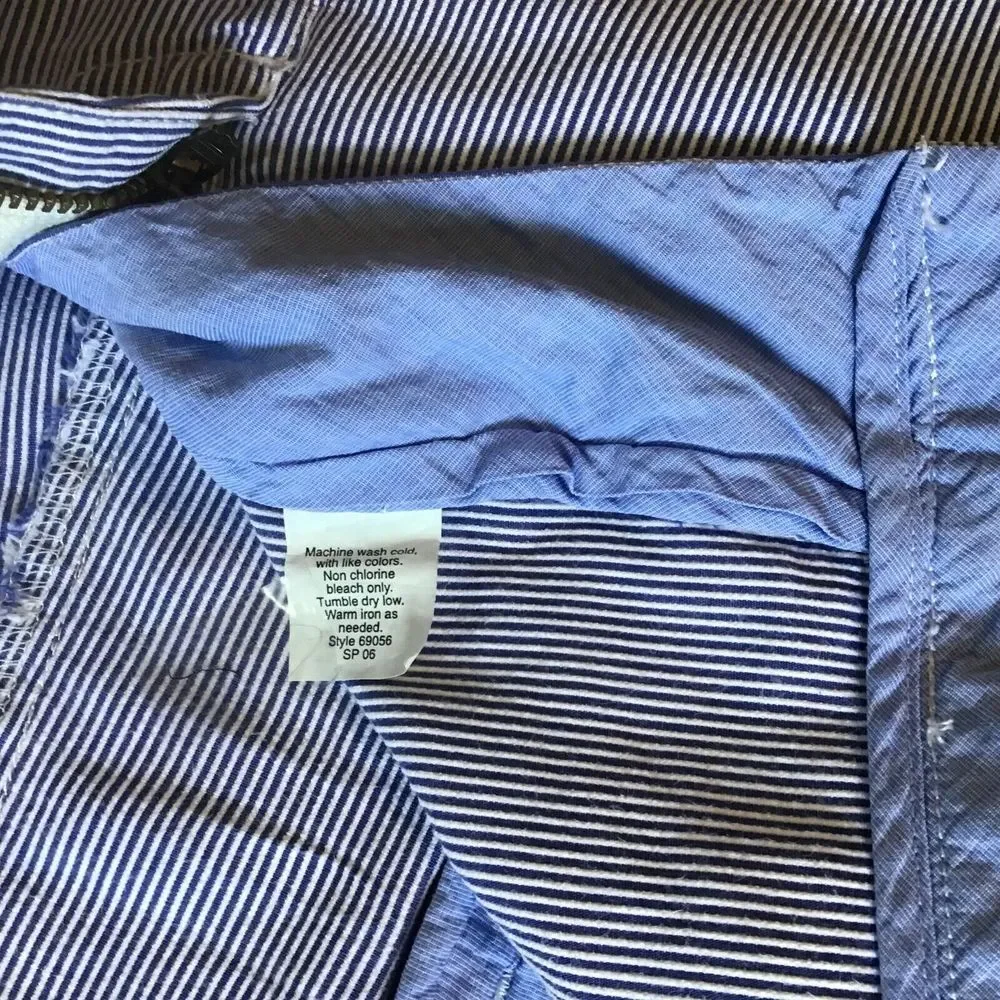 J CREW Flex Chino Blue & White Striped Seersucker Shorts Mens Size 38W‎ Summer